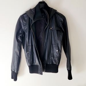 Mango Hodded Leather Jacket